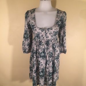 Denim & Supply Floral 3/4 Sleeve Flounce Dress XS